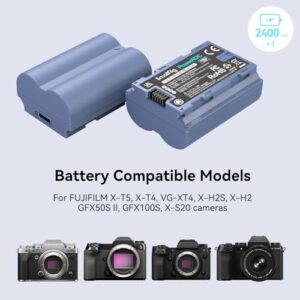 SMALLRIG NP-W235 2400mAh Camera Replacement Battery for Fujifilm X-T5, X-T4, GFX100S, USB-C 2.5H Fast Charging Camera Battery for Fujifilm X-T5, X-T4, X-H2S, X-H2, GFX50S II, VG-XT4, X-S20-4266