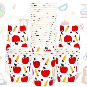 whaline 50 pcs back to school party paper cups 9 oz pencil apple paper cups welcome school coffee tea cups disposable drinking cups small snack cups for first day of school party supplies