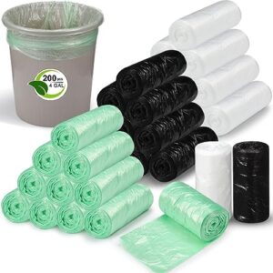 maitys 600 pcs small trash bags 4-6 gallon small garbage bags bulk kitchen trash bags bathroom trash bags unscented waste basket liner for bathroom bedroom office kitchen yard car, black green white