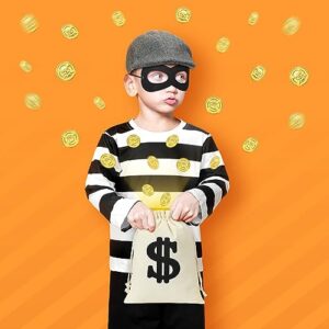 Sintege 26 Pcs Kids Robber Costume Set for Boys Halloween Cosplay Bank Burglar Bandit Thief Aged 10-12 Bank Thief Role Play Jail Costume