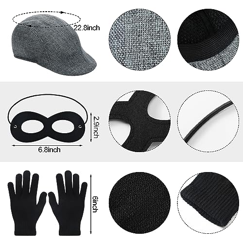 Sintege 26 Pcs Kids Robber Costume Set for Boys Halloween Cosplay Bank Burglar Bandit Thief Aged 10-12 Bank Thief Role Play Jail Costume