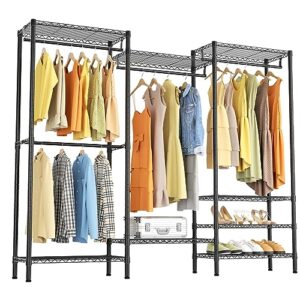 golpart freestanding garment rack portable closet clothes racks for hanging clothes, heavy duty metal adjustable clothing rack with 4 hanging rod & 8 shelve, stand wardrobe closet, max load 800lbs