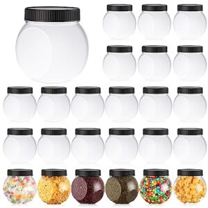 tradder 24 pack plastic candy jars with lids 19 oz clear cookie jar container wide mouth candy storage jars for candy cookie coffee bean nut spices canister party sweet candy gift wrap table