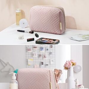 BAGSMART Small Makeup Bag, Travel Cosmetic Bag Make Up Pouch Small Travel Essentials for Women Dorm Room Essentials Pouch,Water-resistant Toiletry Bag,Makeup Organizer Bag,Pink