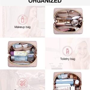 BAGSMART Small Makeup Bag, Travel Cosmetic Bag Make Up Pouch Small Travel Essentials for Women Dorm Room Essentials Pouch,Water-resistant Toiletry Bag,Makeup Organizer Bag,Pink