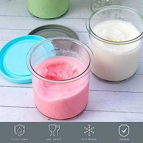 VRINO 2/4/6PCS Creami Deluxe Pints, for Ninja Creami Cups, Ice Cream Pint Airtight and Leaf-Proof Compatible with NC299AMZ,NC300s Series Ice Cream Makers,Pink-4PCS