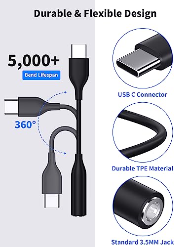 ACAGET USB C to 3.5mm Audio Adapter, 3 Pack USB Type C to AUX Dongle Cable 3.5mm Headphone Jack Converter for Samsung Galaxy A54 A53 S23 FE S22 S21 Ultra USB C Earbuds Adapter for iPhone 15 Pro Max