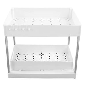 Under Sink Organizers Large Capacity Slide Out Storage Baskets for Bathrooms Kitchens Closets Laundry Rooms Offices (White)