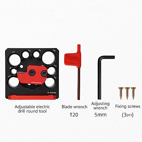 6Pcs Dowel Maker Jig Kit Metric 8mm to 20mm Adjustable Dowel Maker with Carbide Blade Electric Drill Milling Dowel Round Rod Auxiliary Tool for Wooden Rods Sticks Woodworking(Black red)