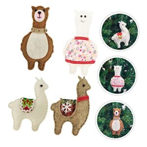 BESPORTBLE 4pcs Alpaca Pendant Mini Christmas Tree Miniture Decoration Mini Labels Alpaca Christmas Tree Ornaments Llama Wooden Ornaments Felt Christmas Hanging Ornament Christmas Pendant Tag