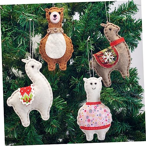 BESPORTBLE 4pcs Alpaca Pendant Mini Christmas Tree Miniture Decoration Mini Labels Alpaca Christmas Tree Ornaments Llama Wooden Ornaments Felt Christmas Hanging Ornament Christmas Pendant Tag