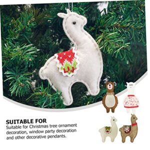 BESPORTBLE 4pcs Alpaca Pendant Mini Christmas Tree Miniture Decoration Mini Labels Alpaca Christmas Tree Ornaments Llama Wooden Ornaments Felt Christmas Hanging Ornament Christmas Pendant Tag