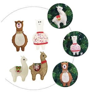 BESPORTBLE 4pcs Alpaca Pendant Mini Christmas Tree Miniture Decoration Mini Labels Alpaca Christmas Tree Ornaments Llama Wooden Ornaments Felt Christmas Hanging Ornament Christmas Pendant Tag