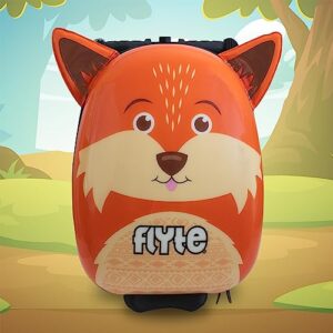 FLYTE Scooter Suitcase Folding Kids Luggage – Frazer the Fox, 18 Inch Hardshell, Ride On with Wheels, 2-in-1, 25 Litre Capacity