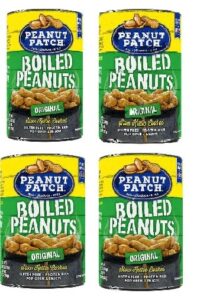 peanut patch real southern style boiled peanuts 13.5oz cans - gluten free - protein rich - gift box/snack pack (regular, 4 pack)
