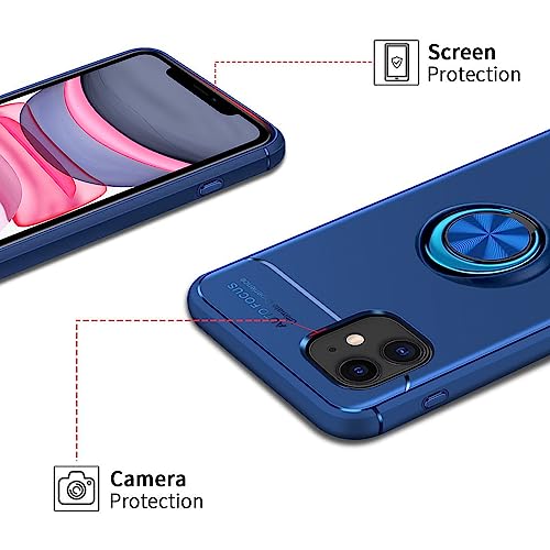 Arseaiy Case for Oppo Find X3/X3 Pro Phone Case Cover with Kickstand Carbon Fiber Silicone Bracket Phone Holder Shockproof Bumper Slim Fit Telephone Shell Blue