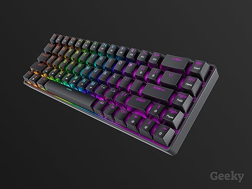 Geeky GK65 65% | Hot Swappable Mechanical Gaming Keyboard | 68 Keys Multi Color RGB LED Backlit for PC/Mac Gamer | ANSI US American Layout (Black, Mechanical Brown)