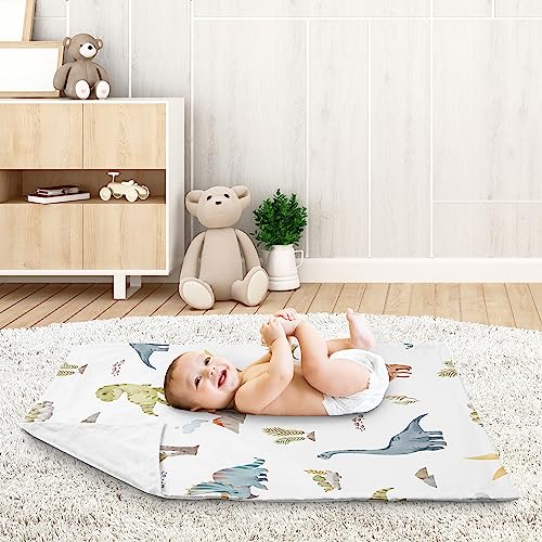 Sweet Jojo Designs Watercolor Dinosaur Dino Boy Soft Baby Blanket Receiving Security Stroller Swaddle Toddler Newborn Infant Kids Travel Warm Minky Green Slate Blue White Modern Jurassic Animal Steel