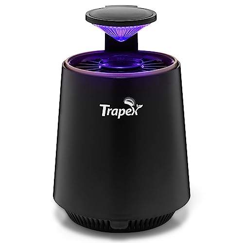 Trapex Indoor Insect Trap - Effective Non-Zapper Fruit Fly, Gnat, Moth and Mosquito Trap with Refillable Bait Pod & 5 Sticky Pad Refills - Gnat Traps for House Indoor, Bug Catcher & Killer (Black)