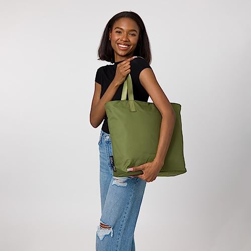 Simple Modern Tote Bag for Women | Large Work Shoulder Bag with Zipper Top and Water-Resistant Exterior for Travel, Gym and Pool with Pockets | 22" Olive