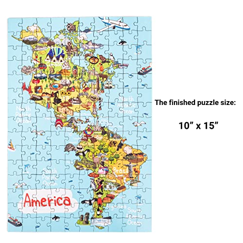 Terra Puzzles America Map Wooden Jigsaw Puzzle 152 Piece, 10x15 inches