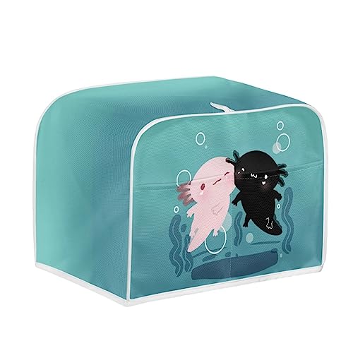 Gomyblomy Axolotl Kitchen Aid Toaster Cover with Handle & Pocket, Lightweight Oven Protection Cover, Small Appliance Dust Cover for 4 Slice Toaster