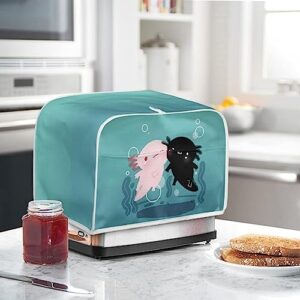 Gomyblomy Axolotl Kitchen Aid Toaster Cover with Handle & Pocket, Lightweight Oven Protection Cover, Small Appliance Dust Cover for 4 Slice Toaster