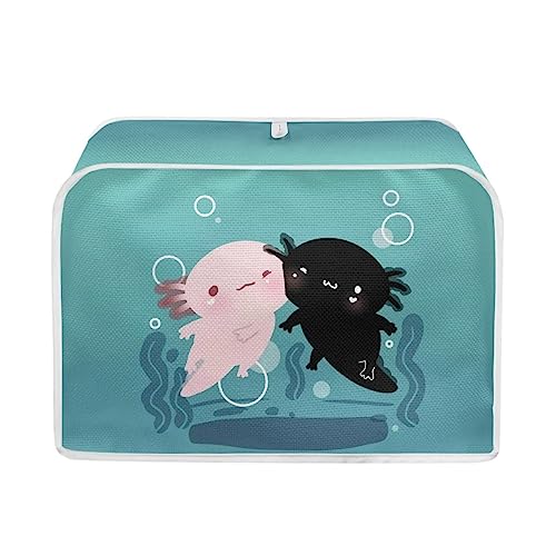 Gomyblomy Axolotl Kitchen Aid Toaster Cover with Handle & Pocket, Lightweight Oven Protection Cover, Small Appliance Dust Cover for 4 Slice Toaster
