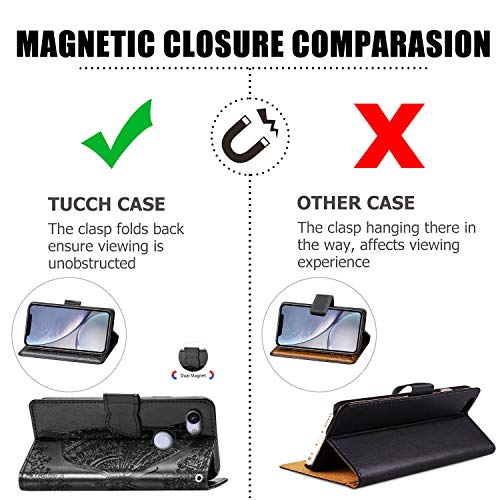 Wallet Case for Oppo A74 4G -1.5M Adjustable Strap Emboss Butterfly Flip Phone Cover Card Slot Magnet Leather Shell Flip Stand Cover for Oppo F19 / Oppo A74 4G / Oppo A95 4G / Reno 6 Lite [ZS] -Black