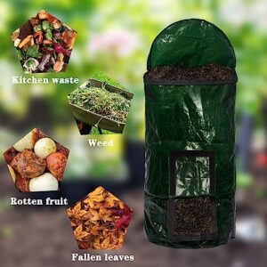 4 Pieces Garden Compost Bin Outdoor,Reusable Garden Yard Waste Bag Reusable Lawn Leaf Bags with Zipper Lid and Handles,Yard Waste Bag Container for Kitchen Waste（3×34Gallon +1×15Gallon ）