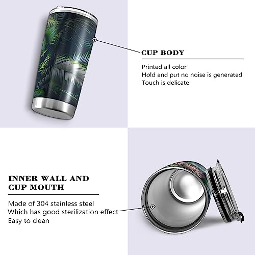 Kigai Palm Leopard 20oz Tumbler with Lid, BPA Free Stainless Steel Vacuum Insulated Double Wall Travel Mug Reusable Coffee Cup for Hot and Cold Drinks