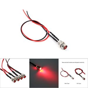 Haosie 4Pcs 12v Green LED Lights Indicator Lights, Flat Head Indicator Signal Lamp with 230mm Cable Length Metal LED Indicator Light for Car Trucks Boats(Red)