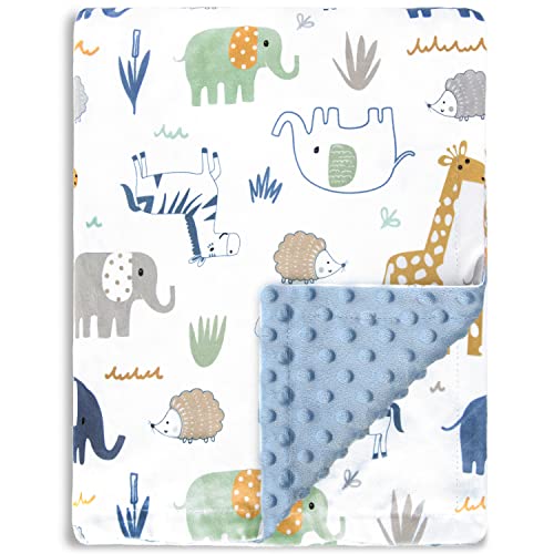 BORITAR Elephant Baby Security Blanket+Baby Blanket Soft Minky Dot Fabric Lovey Blanket with Lovely Animal Pattern Backing, Stuffed Plush Cuddle Newborn Blankie