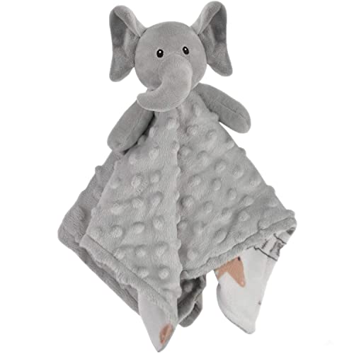 BORITAR Elephant Baby Security Blanket+Baby Blanket Soft Minky Dot Fabric Lovey Blanket with Lovely Animal Pattern Backing, Stuffed Plush Cuddle Newborn Blankie