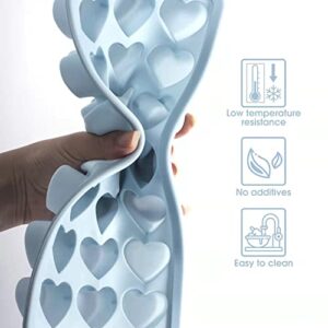 Heart Shape Ice Cube Tray, 21 Holes Silicone Ice Cube Mold with Removable Lid Flexible for Whiskey Cocktail Chocolate Valentine's Day (Blue&Pink)
