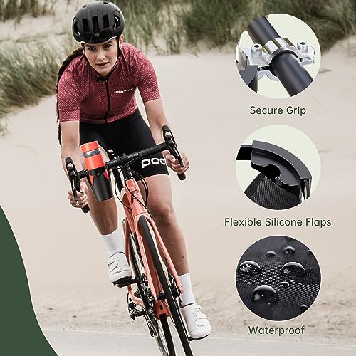 Titanker Bike Cup Holder, Upgraded Bike Water Bottle Holder with Aluminum Alloy Fasteners for Secure Grip, Adjustable 16oz to 32oz Bike Drink Holder for Road MTB Bikes, Scooter, Treadmill, Black