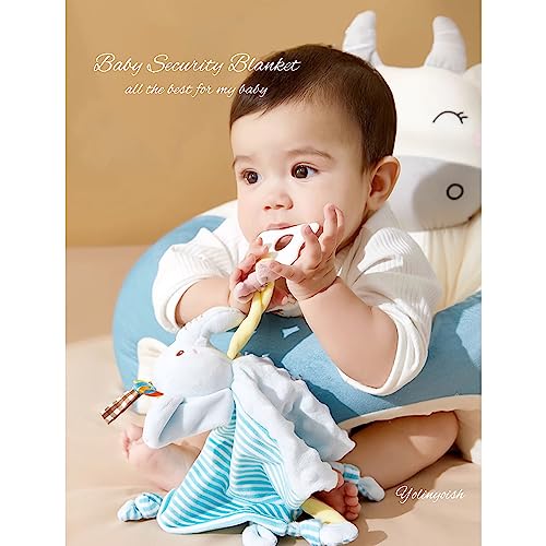 YOLINYOISH Animal Snuggler Lovey Blanket for Kids, Babies, Boys, Girls, Triangle Neutral Security Blanket with Stuffed Animal (Rabbit)