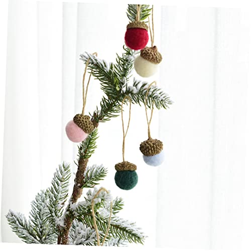 DECHOUS 6 1 Acorn Hanging Ornament Hanging Pinecone Christmas Tree Pine Cone Wool Felt Pendant Wool Felt Ball DIY Charm Pendant Decorations Wreath Wool Felt Beige Christmas Tree Hanging