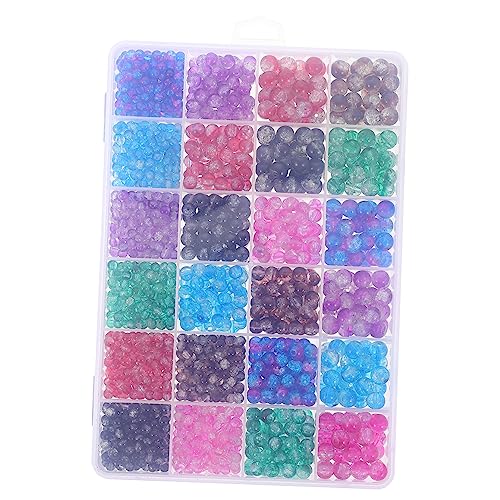 COHEALI Gemstone Loose Beads 1 Box Glass Beads Crystals Beads Gem Beads Necklace Beads Bead Round Beads Making Beads Beading Kits Glass Loose Beads DIY Beads for Necklace Charm Pendant