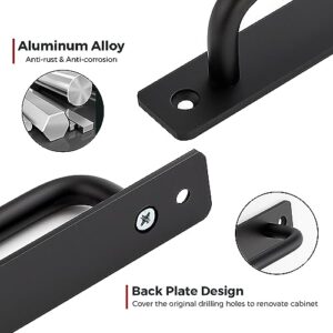 Ravinte Barn Door Handles 2 Pack Sliding Door Handle 5" Hole Center Barn Door Handles Black Cabinet Handles Door Pull Handle Aluminum Alloy Door Pulls with Plate for Sliding Closet Door Handle