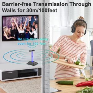 WallarGe Wireless Headphones for TV Watching with 5.8GHz RF Transmitter Charging Dock, Over-On Ear TV Headphones Wireless for 25Hrs Playtime and No Lip-Sync Delay, Plug & Play