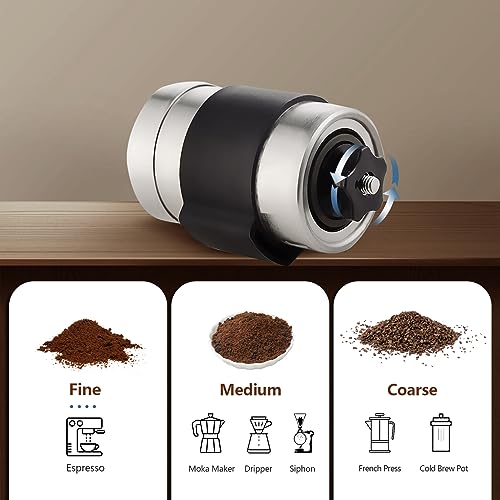 Ankrs Manual Coffee Bean Grinder, Stainless Steel Manual Ceramic Burr Mini Coffee Grinder, Portable Small Hand Coffee Grinder for Aeropress, Chemex, Expresso Grinder for Camp, Kitchen, Office-Brown