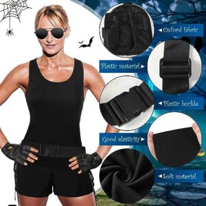 Shinymoon 5 Pcs Halloween Thigh Holsters Costume Set Leg Gun Holster for Women Crop Tank Tops Hiking Shorts Sunglasses Fingerless Motorcycle Hand Gloves for Women