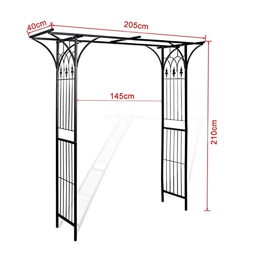 205×40×210cm Garden Arch Trellis Arbor Metal Tubular Frame Archway Support Rose Arbor,Wedding Pergola Gazebo