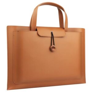 mcuiatn laptop tote bag 15.6 inch business vintage waterproof leather computer bags office work bag briefcase (brown)