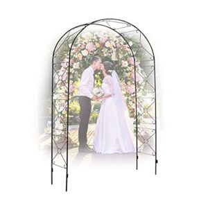 Metal Rose Arch Archway for Roses SupportHeavy Duty Strong Arbor Trellis Arches Curved 120cm×38cm×240cm Installation Frame Stand (Color : White) (Black)