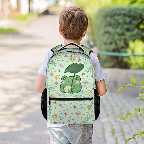 Mercuryelf Frog Backpack for Girls Boys, 16 Inch Green Backpacks for School Travel, Cute Lightweight Bookbag for Kids