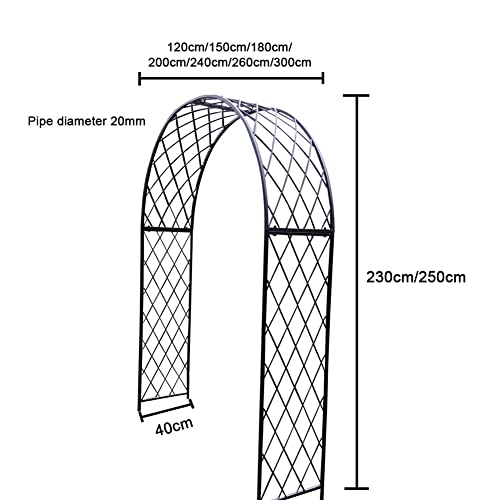 Rose Arch Garden Trellis Arbor Metal Archway Heavy Duty Strong Tubular Pergola Weatherproof, for Roses Support Archway120 * 40 * 230cm, 150 * 40 * 230cm (Black 300 * 40 * 250cm)