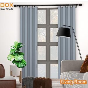 Box Space Curtain Rods for Windows 66 to 120 inch -1 inch Diameter Black Curtain Rods Adjustable Decorative Heavy Duty Long Curtain Rod for Living Room Bathroom Bedroom Outdoor Patio