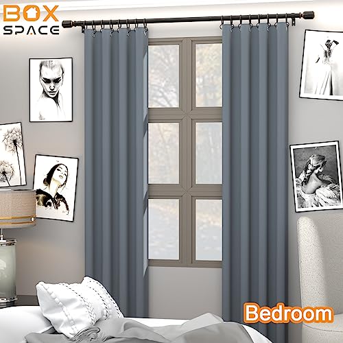 Box Space Curtain Rods for Windows 66 to 120 inch -1 inch Diameter Black Curtain Rods Adjustable Decorative Heavy Duty Long Curtain Rod for Living Room Bathroom Bedroom Outdoor Patio